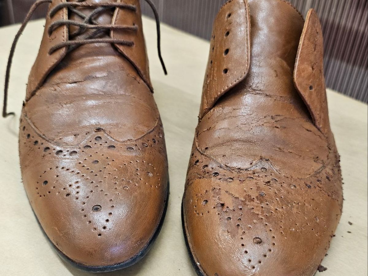 Pantofi brogue — refacerea culorii — Înainte